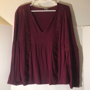 Charlotte Russe baby doll top size xl long sleeves cottage core  purple boho